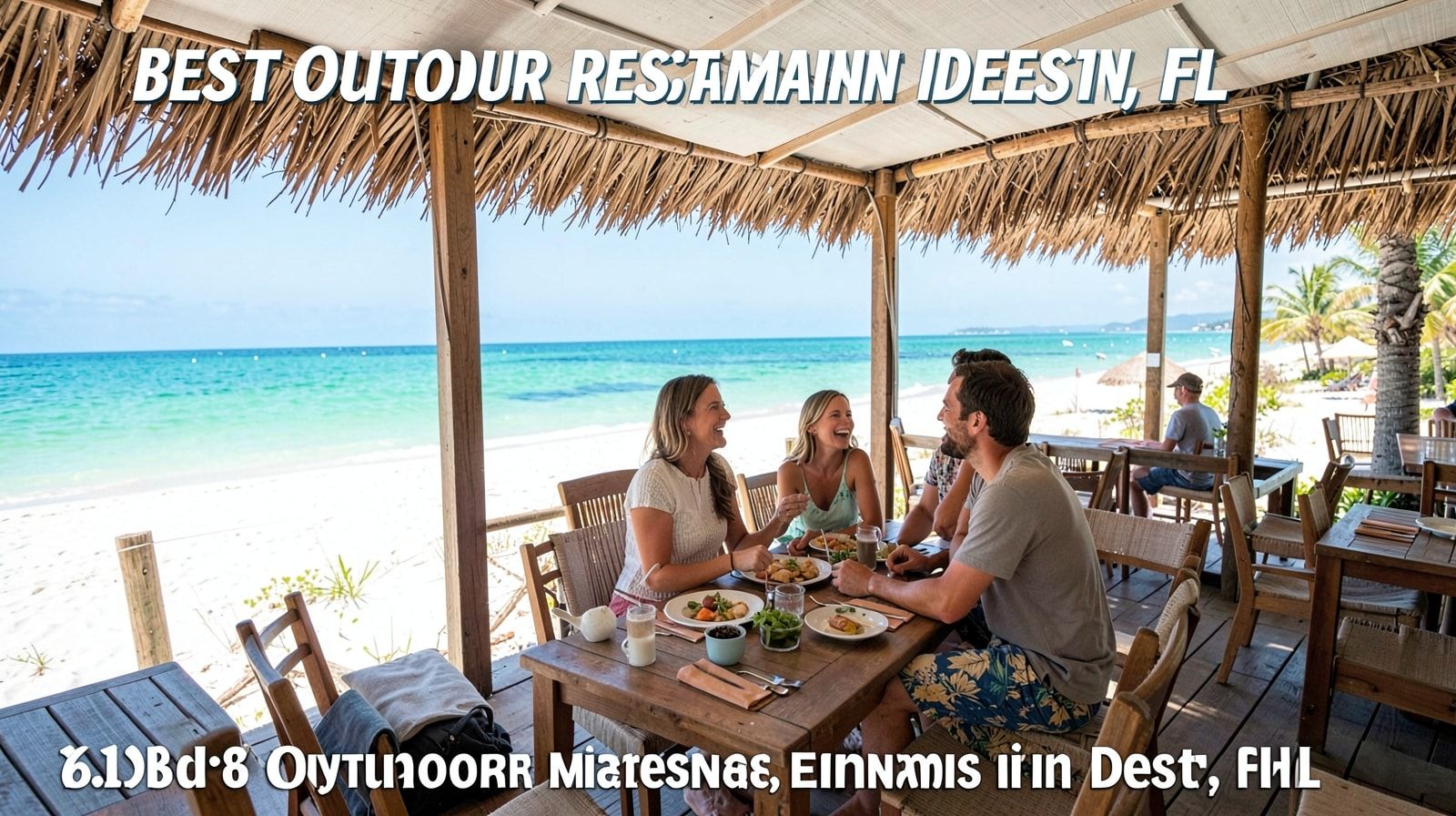 Couple dining at a covered outdoor patio restaurant in Destin Florida on a sunny day