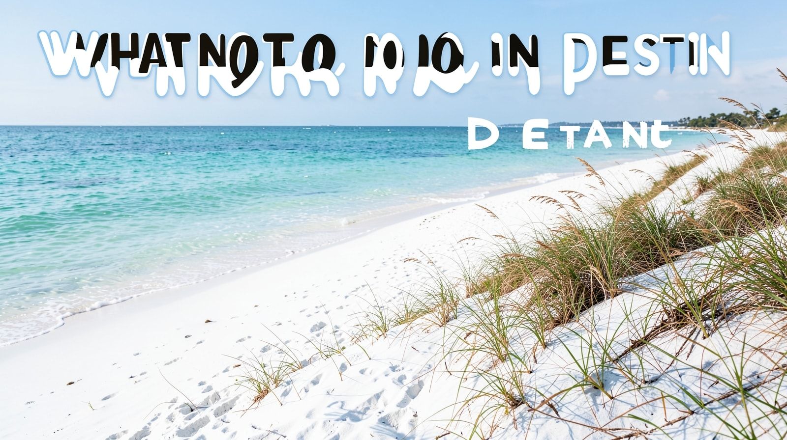 Nearly empty white sand beach at Henderson Beach State Park in Destin with sea oat dunes and clear turquoise water