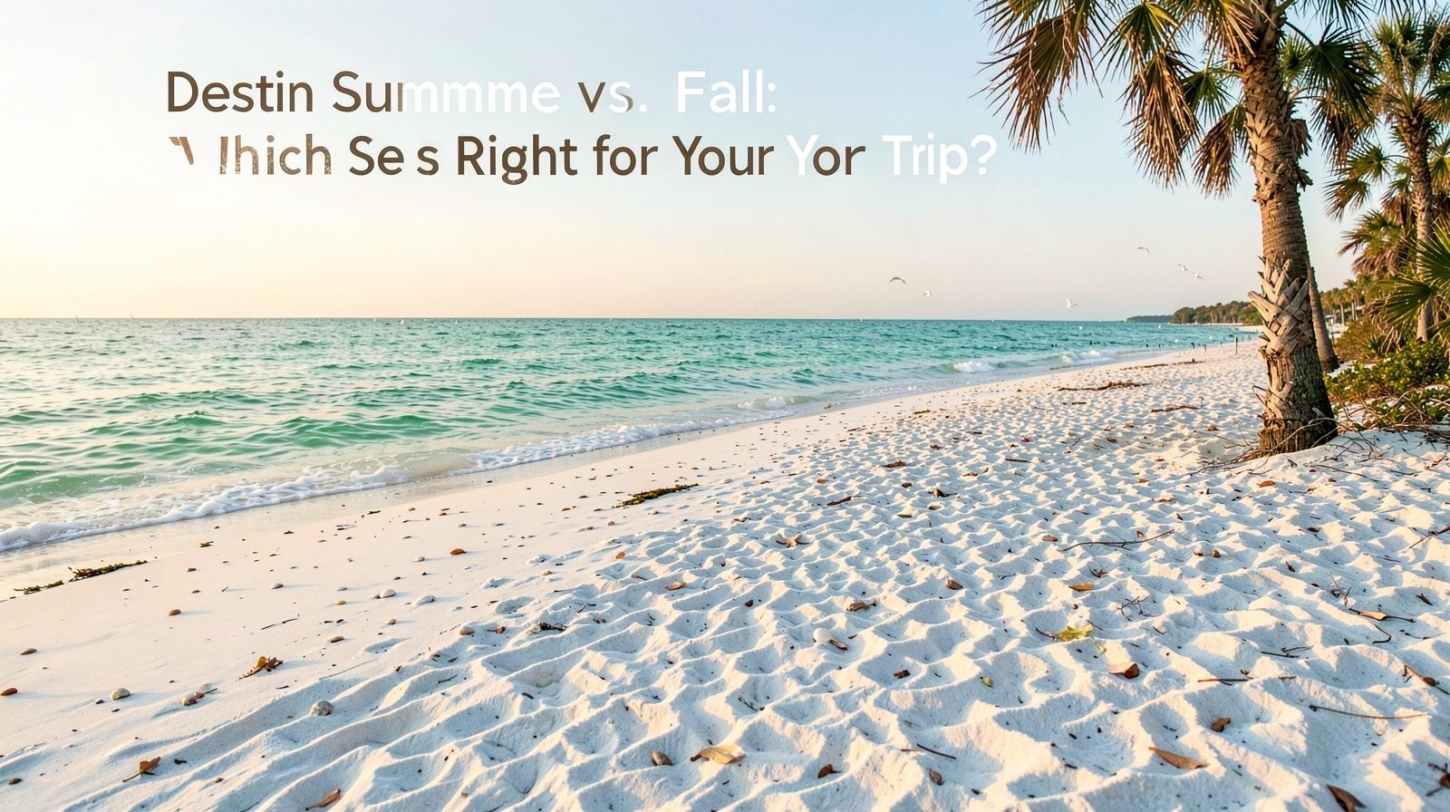 Quiet uncrowded white sand beach in Destin Florida during a peaceful fall morning