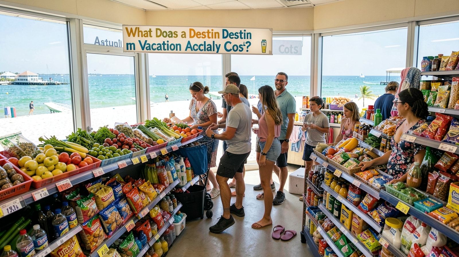 Shopping at a Destin Florida area grocery store for vacation provisions