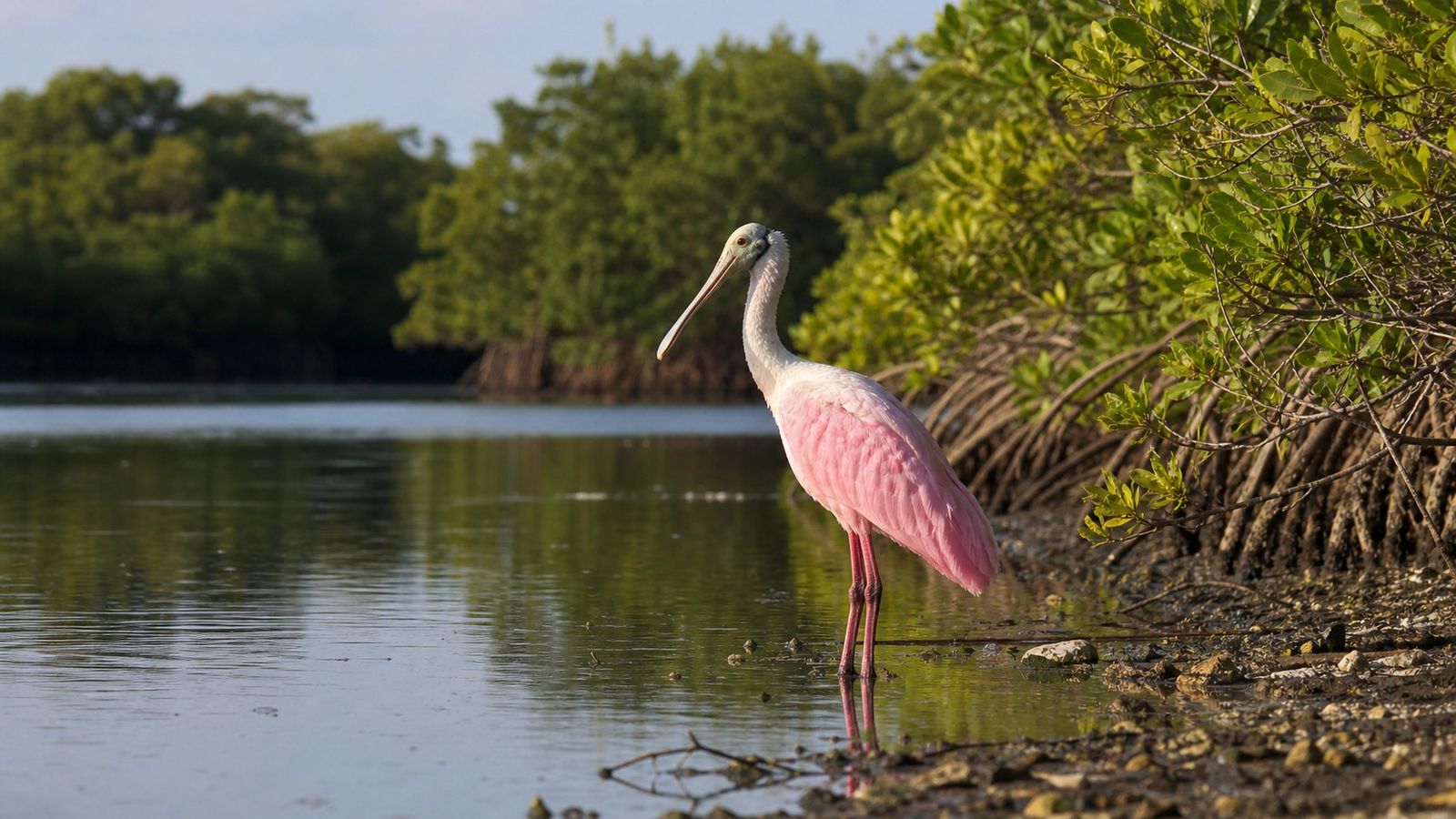 Roseate spoonbill at J.N. Ding Darling National Wildlife Refuge on Sanibel Island