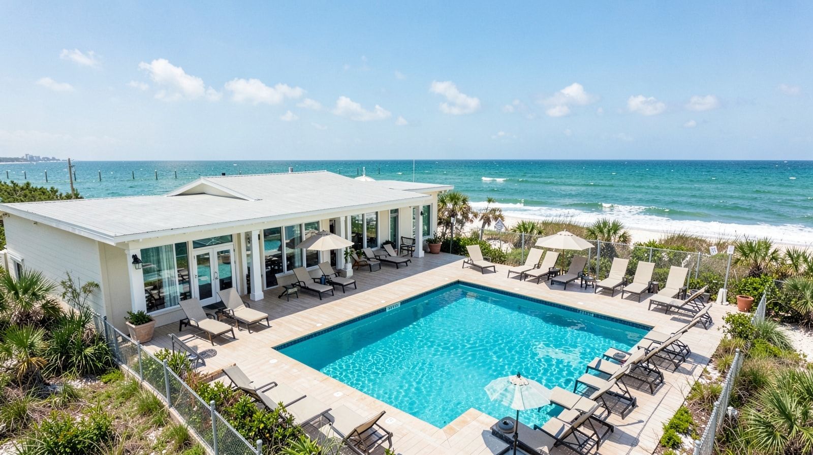 Florida vacation rental with private pool and outdoor loungers perfect after a long road trip from Arkansas